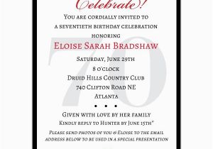 70 Birthday Invitation Wording Classic 70th Birthday Celebrate Party Invitations Paperstyle