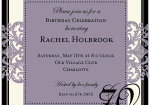 70 Birthday Invitation Wording Decorative Square Border Eggplant 70th Birthday