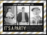 70 Year Old Birthday Invitations Striped Party 6×8 Stationery Card by Petite Lemon Shutterfly