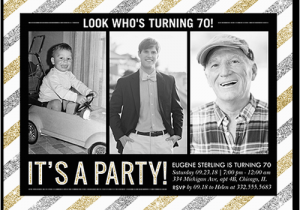 70 Year Old Birthday Invitations Striped Party 6×8 Stationery Card by Petite Lemon Shutterfly
