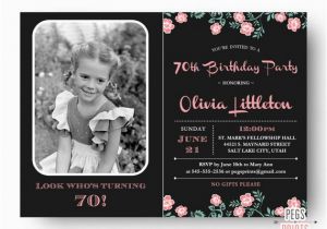 70th Birthday Cards to Print Photo Birthday Invitation 70th Birthday Invitation Printable