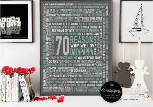 70th Birthday Gifts for Him 70 Reasons We Love Dad 70th Birthday Gift for Him for