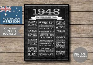 70th Birthday Gifts for Him Australia Australian 70th Birthday Poster 1948 Poster 1948 Birthday