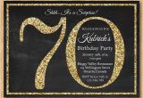 70th Birthday Invitation Card Sample 70th Birthday Invitation Gold Glitter Birthday Party