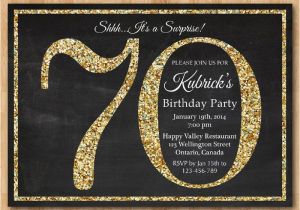 70th Birthday Invitation Card Sample 70th Birthday Invitation Gold Glitter Birthday Party
