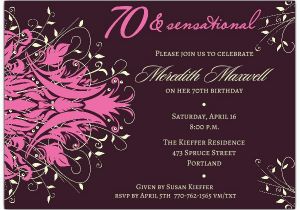 70th Birthday Invitation Card Sample andromeda Pink 70th Birthday Invitations Paperstyle