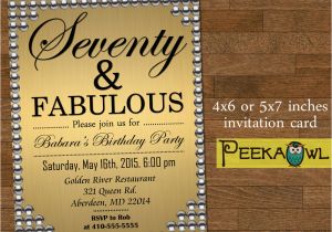 70th Birthday Invitation Card Sample Printable Gold Pearl 70th Birthday Invitation Card Seventy