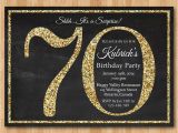 70th Birthday Invitations for Her 70th Birthday Invitation Gold Glitter Birthday Party