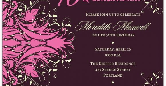 70th Birthday Invitations for Her andromeda Pink 70th Birthday Invitations Paperstyle