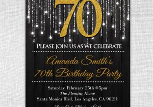 70th Birthday Invitations for Her Black and Gold 70th Birthday Invitations 70th Birthday