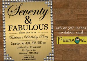 70th Birthday Invitations for Her Printable Gold Pearl 70th Birthday Invitation Card Seventy