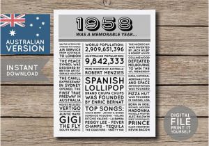 70th Birthday Present Ideas Male Australia Australian 60th Birthday Poster 1958 Poster 1958