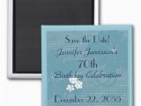 70th Birthday Save the Date Cards 70th Birthday Save the Date Blue Floral Magnet Zazzle