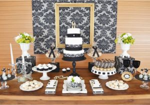 70th Birthday Table Decoration Ideas Gold Black Damask 70th Birthday Party Birthday Party