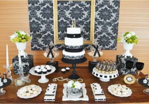 70th Birthday Table Decoration Ideas Gold Black Damask 70th Birthday Party Birthday Party