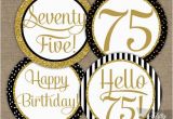 75 Birthday Decorations 75th Birthday Cupcake toppers Black Gold 75 Years Bday
