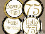 75 Birthday Decorations 75th Birthday Cupcake toppers Black Gold 75 Years Bday