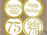 75 Birthday Decorations 75th Birthday Cupcake toppers Gold 75th Birthday toppers