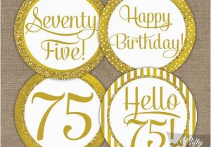 75 Birthday Decorations 75th Birthday Cupcake toppers Gold 75th Birthday toppers