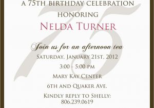 75 Birthday Invitation Wording 75th Birthday Invitation Wording Samples Templates