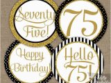 75 Birthday Party Decorations 75th Birthday Cupcake toppers Black Gold 75 Years Bday