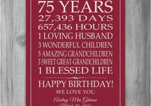 75th Birthday Gifts for Her 75th Birthday Gift Sign Print Personalized Art Mom Dad