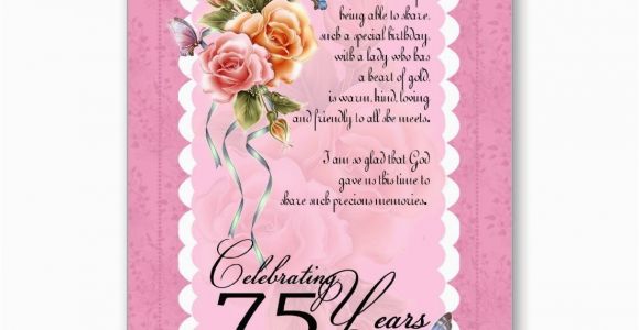 75th Birthday Greeting Cards 75th Birthday Greeting Card Roses and butterfly