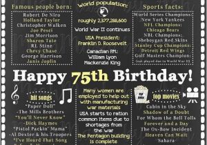 75th Birthday Ideas for Him 75th Birthday for Her 1944 Facts Sign Back In 1944
