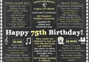 75th Birthday Ideas for Him 75th Birthday for Her 1944 Facts Sign Back In 1944