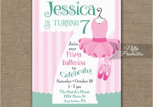 7th Birthday Invitation for Girl 7th Birthday Invitation Ballet Tutu Invitation Nifty