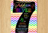 7th Birthday Invitation for Girl 7th Birthday Invitation Rainbow Chevron Pastel Seventh