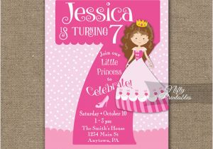 7th Birthday Invitation for Girl 7th Birthday Invitations Princess Birthday Invitation