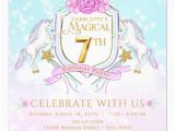7th Birthday Invitation for Girl Girls Unicorn 7th Birthday Party Invitations Zazzle Co Uk