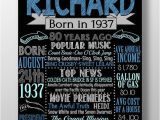 80 Birthday Gifts for Him 1939 History Sign Born 80 Years Ago Facts About 80 Years