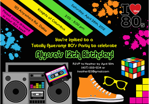 80 S themed Birthday Invitations 80 39 S theme Birthday Party Invitations