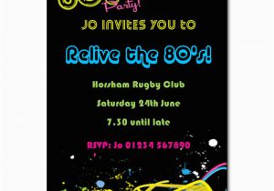 80 S themed Birthday Invitations 80s Party Invitation 80s theme Party Invites