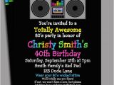 80 S themed Birthday Invitations 80s Party Invitation Printable or Printed with Free