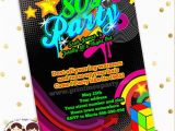 80 S themed Birthday Invitations totally 80 39 S Bling and Neon Birthday Party Invitation