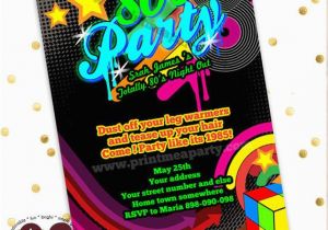 80 S themed Birthday Invitations totally 80 39 S Bling and Neon Birthday Party Invitation