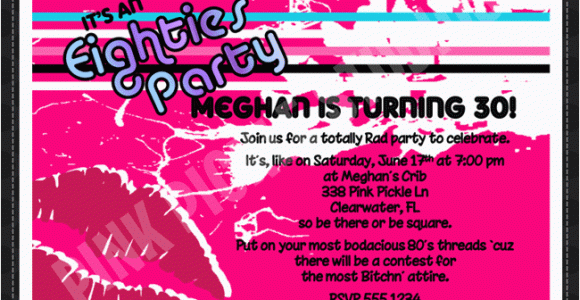 80s Birthday Party Invitation Wording 80s Party Invitation Wording Cimvitation