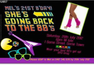 80s Birthday Party Invitation Wording 80s theme Party Invitations A Birthday Cake