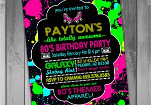 80s theme Birthday Invitations 80s Party Invitation 80s Birthday Neon Birthday Party 80s