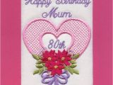 80th Birthday Card Messages Embroidered Personalised Mum 80th Birthday Greeting Cards