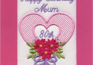 80th Birthday Card Messages Embroidered Personalised Mum 80th Birthday Greeting Cards