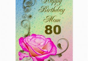 80th Birthday Cards for Mom Elegant Rose 80th Birthday Card for Mom Zazzle
