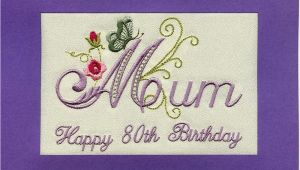 80th Birthday Cards for Mom Embroidered Handmade Personlised Mum 80th Birthday