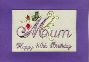 80th Birthday Cards for Mom Embroidered Handmade Personlised Mum 80th Birthday