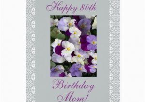 80th Birthday Cards for Mom Pansies Mother 39 S 80th Birthday Card Zazzle
