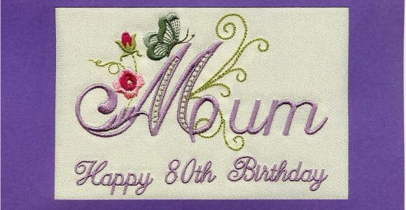 80th Birthday Cards for Mum Embroidered Handmade Personlised Mum 80th Birthday