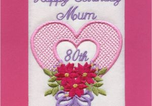 80th Birthday Cards for Mum Embroidered Personalised Mum 80th Birthday Greeting Cards